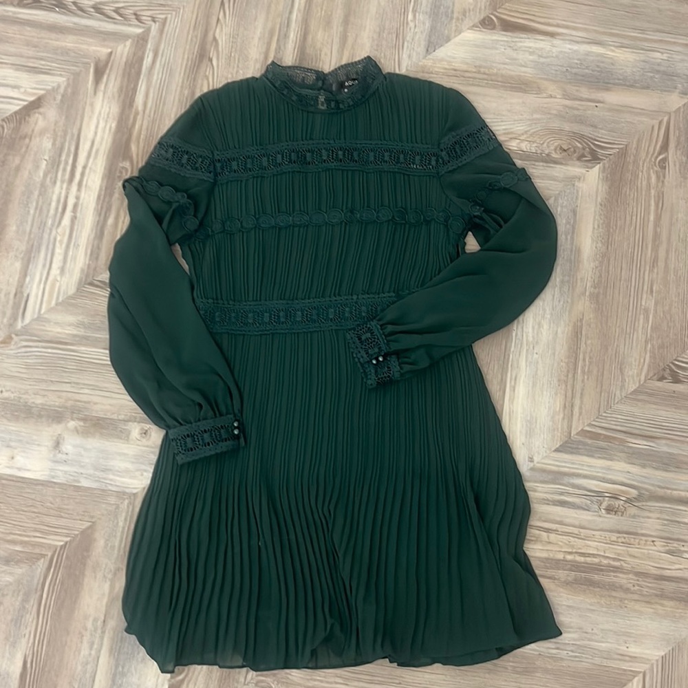 Hunter Greene size large dress, aqua lace embroidery Christmas dress